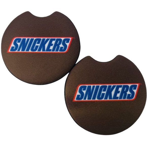 Car Coasters Snickers Chocolate Candy Bar Snack Junk Food Set of 2 Neoprene - Picture 2 of 9